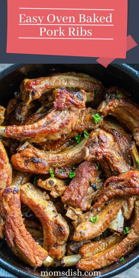 Easy Oven Baked Pork ribs are melt in your mouth delicious. Grab a napkin and get prepared for some fall-off-the-bone goodness. Finger Ribs Recipe, Oven Baked Pork Ribs, Oven Pork Ribs, Riblets Recipe, Baked Pork Ribs, Asian Steak Bites, Easy Ribs, Pork Back Ribs, Ribs In Oven