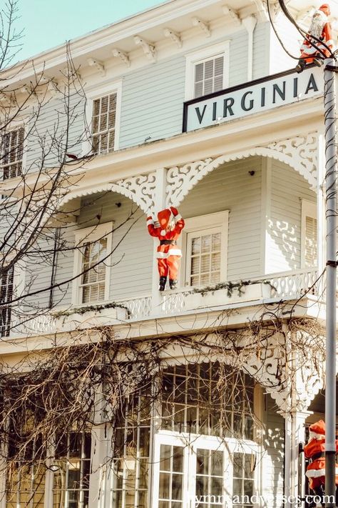 This is a photo of the Virginia Hotel in Cape May, NJ, at Christmas. Cape May, New Jersey, is a must see at Christmastime. The historic Victorian town gets all decked out for the holiday and there is so much to see and do!   #hymnsandverses #thevirginiahotel #capemay #capemaynj #santa #vintage #historic #christmas Cape May Christmas, Historic Christmas, Victorian Town, Cape May New Jersey, Retreat House, Cape May Nj, Cape May, New Jersey, The Holiday