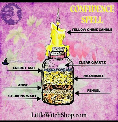 Self Confidence Witchcraft, Wisdom Spell Jar, Self Confidence Spell Jar, Good Health Spell Jar, Confident Spell, Courage Spell Jar, Easy Spell Jars Recipes, Confidence Spell Jar, Health Spell Jar