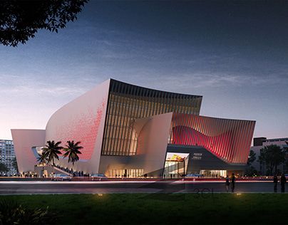 Theatre Design Architecture, Opera House Exterior, Theater Exterior, Opera House Architecture, Concert Hall Architecture, Exterior Rendering, Architectural Visualization, Theatre Design, Presentation Slides Templates