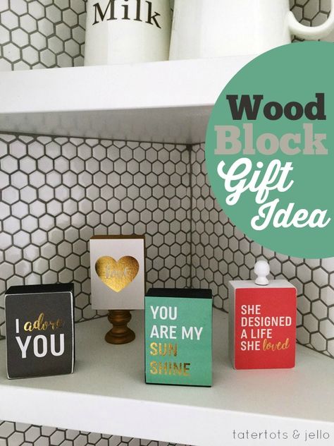 Here's a simple wood block gift idea for your friends and family! Wood Block Crafts, Block Craft, My Funny Valentine, Diy Cricut, Cricut Creations, Wood Gifts, Vinyl Projects, Craft Videos, Wood Blocks