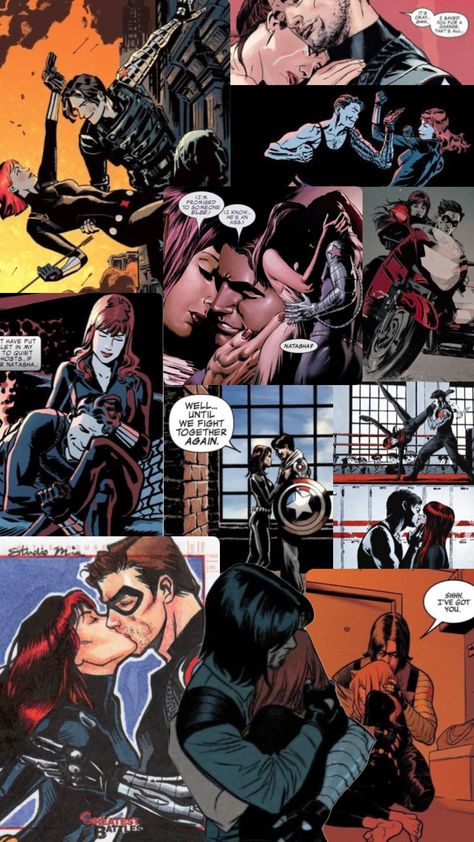 Buckynat Comics, Bucky And Natasha Comics, Bucky Barnes Aesthetic Wallpaper, Winterwidow Comics, Winterwidow Fanart, Bucky Natasha, Marvel Scrapbook, Black Widow Red Room, Winter Widow