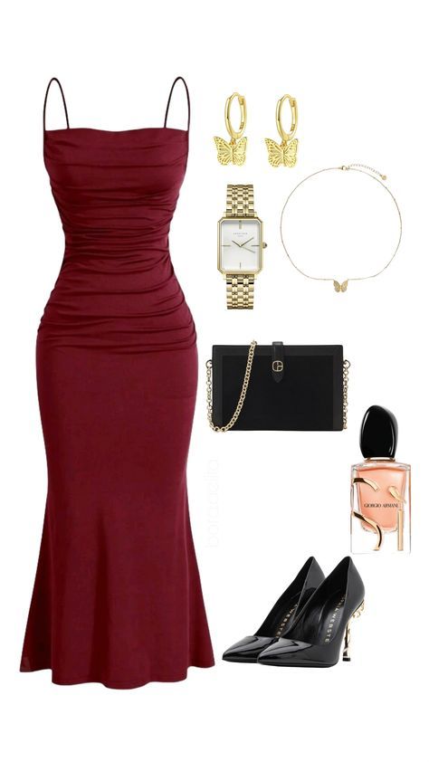 Dresses Night Out Classy, Date Night Long Dress, Date Night Outfit Dress Romantic Classy, Red Dinner Dress Black Women, Fancy Dinner Night Outfit, Red Dress Night Out, Dinner Date Dress Classy Night Out, Date Night Outfit Formal, Night Dinner Outfit Classy