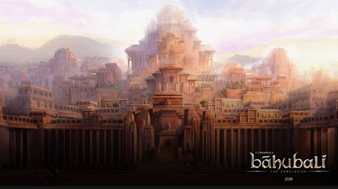 Bahubali 2 HD wallpapers A Darker Shade Of Magic, Ancient Indian Architecture, Temple Art, Hinduism Art, Fantasy City, Ancient India, Fantasy Places, Cool Wallpapers Art, Fantasy Art Landscapes