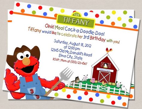 Farm Party Kids, Bday Decor, Farm Invitation, Fair Theme, Farm Birthday Invitation, Elmo Birthday Party, Kid Parties, Country Fair, Elmo Birthday