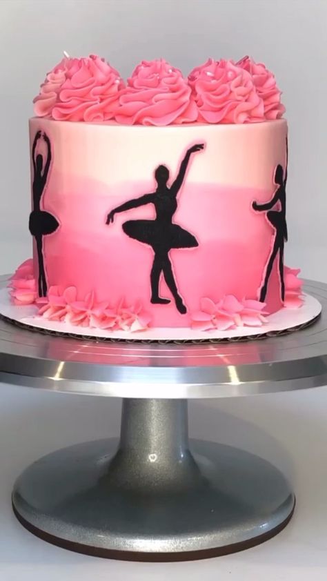 Dance Birthday Cake, Buttercream Transfer, Ballerina Birthday Cake, Ballet Cakes, Cookie Cake Decorations, 12th Birthday Cake, Dance Cakes, Fondant Cake Designs, Homemade Baking