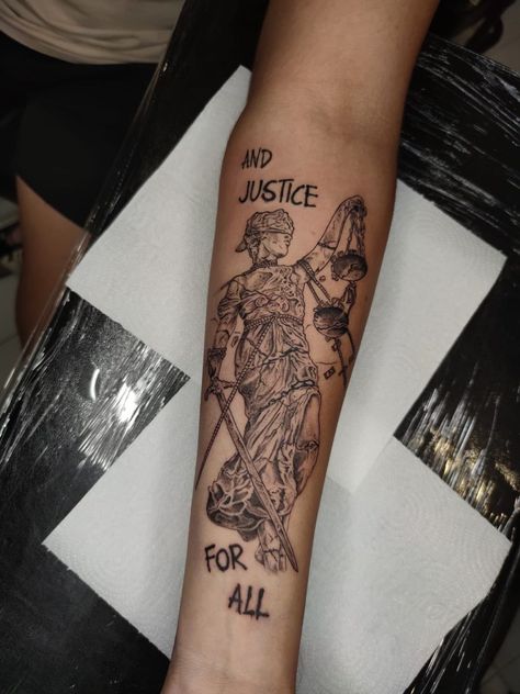 Band Tattoos Designs, Injustice For All Metallica Tattoo, Lady Justice Tattoo Metallica, Tattoo Ideas Metallica, Metalica Tattoo Designs, Metalica Tattoo Ideas, Metallica M Tattoo, Justice For All, Metallica Tattoo Ideas Design