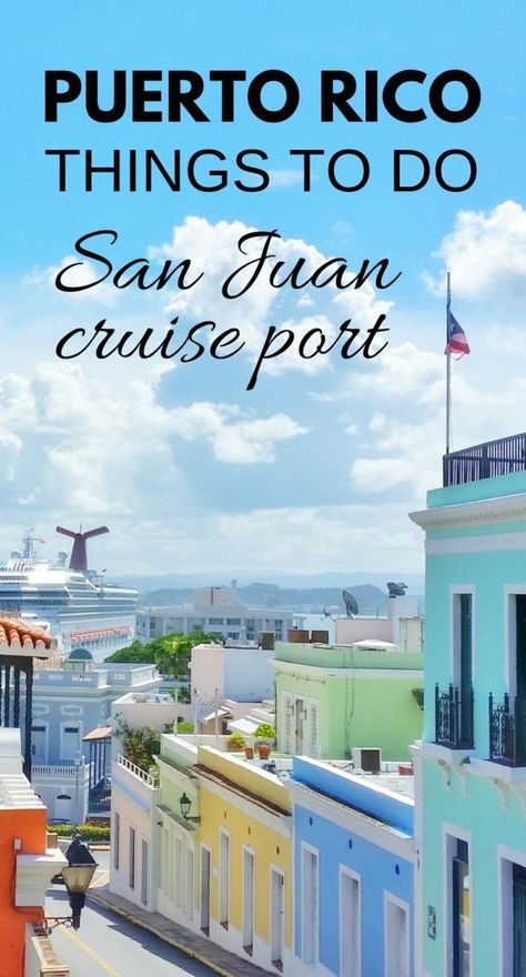 For a day in port at San Juan during your Caribbean cruise vacation, here are free things to do in Puerto Rico near the cruise port! As long as you don't mind a little walking, you can make your day itinerary a self-guided historic walking tour of Old San Juan! The old city walls and forts of San Juan are UNESCO world heritage sites and also a part of the San Juan National Historic Site which makes it a part of the national parks! Lots of history and culture to explore in Puerto Rico! Southern Caribbean Cruise, Carribean Cruise, Old San Juan, Porto Rico, Caribbean Vacations, Cruise Destinations, Royal Caribbean Cruise, San Juan Puerto Rico, Caribbean Travel