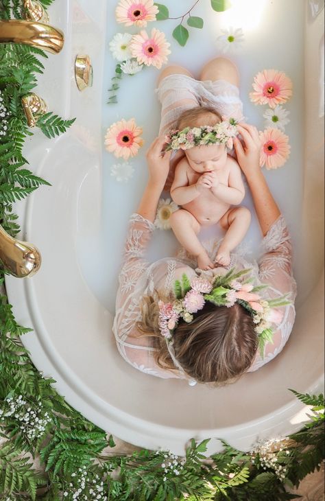 Maternity Photo Milk Bath, Mommy And Me Bathtub Photoshoot, Flower Milk Bath Maternity Shoot, Bath Shoots Photo Ideas, Bathtub Pregnancy Photoshoot, Milk Bath Maternity Photos, Newborn Bath Photoshoot, Maternity Photography Milk Bath, Maternity Bath Tub Shoot