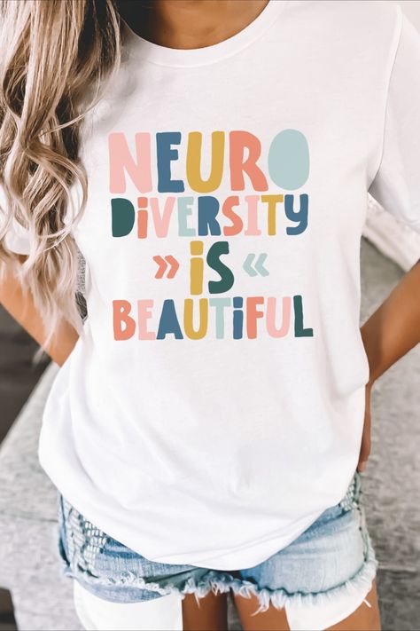 Neurodiversity is beautiful! Celebrate neurodivergent humans ❤️ #Etsy #SmallBusiness #Neurodiversity #Neurodivergent Psychology Student, Teacher School, School Psychologist, Kindness Shirts, Special Education Teacher, Social Worker, School Counselor, Dyed Fabric, Psych