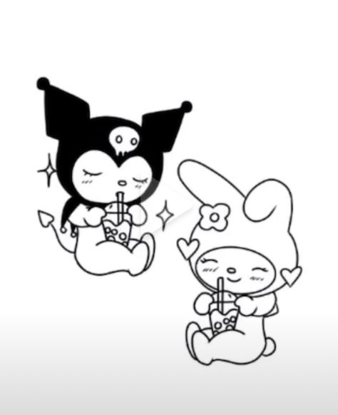 My Melody And Kuromi Tattoo Ideas, Kuromi My Melody Tattoo, Kuromi Tattoo, Friendship Tattoo, Cute Matching Tattoos, Matching Friend Tattoos, Dragon Tattoo Art, Goth Tattoo, Hello Kitty Tattoos