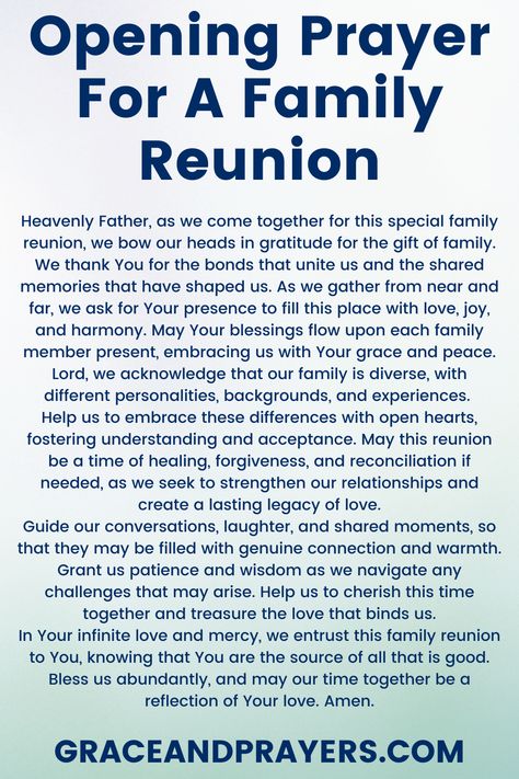 Seeking prayers for a family gathering? Then we hope that you can pray these 5 positive prayers before, during, or after a family reunion! Click to read all prayers for a family gathering. Prayer For Deceased, Positive Prayers, Family Reunion Quotes, Reunion Activities, Prayers For Strength And Healing, Reunion Quotes, Family Reunion Ideas, Prayer For Success, Family Reunion Activities