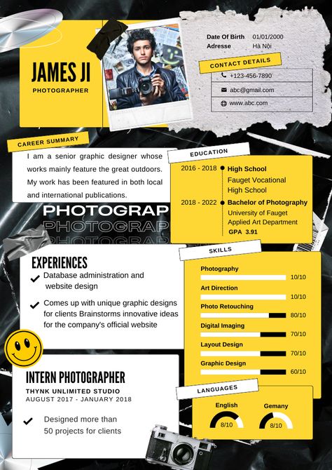 Cv Photographer Creative Cv, Resume For Photographer, Cv Design Graphic Designer, Graphic Design Cv Creative, Resume Graphic Designers, Cv Graphic Designers, Digital Portfolio Design, Cv Layout Design, Cv Graphic Design