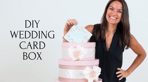 In this video tutorial from Totally Dazzled, Natalie teaches you how to make a 3 tier wedding cake card box.    SUPPLIES USED IN THIS PROJECT Rhinestone Embellishment For other rhinestone products click here: Totally Dazzled  Here is a quick summary of the 3 steps: Thanks for watching our video.  Let us know what you t Wedding Favor Boxes Diy, Diy Wedding Card, Wedding Cake Cards, Custom Card Box, Diy Card Box, Wedding Gift Card Box, 3 Tier Wedding Cake, Apron Patterns, Diy Wedding Cake