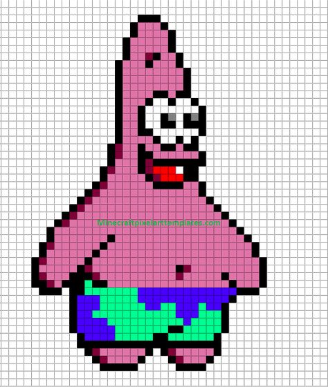 pixel art templates | Minecraft Pixel Art Templates Patrick Star Cross Stitch, Patrick Perler Beads, Patrick Star Pixel Art, Patrick Star Perler Beads, Pixel Art Spongebob Easy, Spongebob Perler Bead Patterns, Spongebob Perler Beads, Spongebob Perler, Wallpaper Spongebob