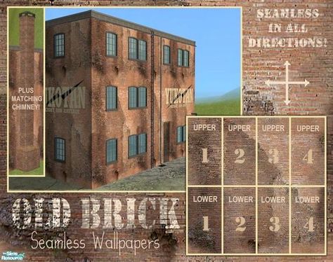 Sims 2 House, Mod Wall, Sims Furniture, Log Wall, Seamless Wallpaper, Sims House Plans, Sims Four, Old Bricks, Brick Wallpaper