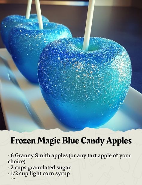 Colored Candy Apples, Blue Candy Apples, Fruit Treats, Candy Apple Recipe, Apple Recipe, Halloween Baby Shower Theme, Gourmet Candy, Homemade Candy, Easy Cake Decorating