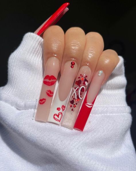 50 Pretty Gel Polish Nails to Inspire You Vday Nails, Acrylic Toe Nails, Long Acrylic Nail Designs, February Nails, Nail Designs Valentines, Long Acrylic Nails Coffin, Acrylic Nails Coffin Pink, Long Square Acrylic Nails, Acrylic Nails Coffin Short