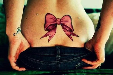 60+ Low Back Tattoos for women | Cuded Pinup Tattoos, Pink Bow Tattoos, Lower Back Tattoo Designs, Girl Back Tattoos, Bow Tattoo, 4 Tattoo, Awesome Tattoos, Girl Tattoo, Back Tattoo Women