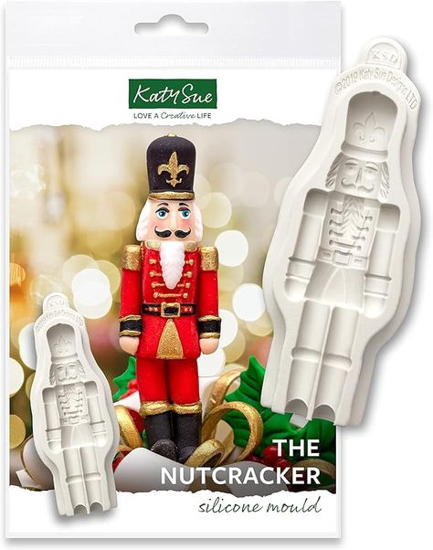 Katy Sue Nutcracker Silicone Mould for Christmas Cake Decorating - Mould Size 11cm H x 3.5cm W - Perfect for Making a Nutcracker Figure for Christmas Cake & Crafts : Amazon.co.uk: Home & Kitchen Tools Cake, Nutcracker Figures, Chocolate Card, Decorating Crafts, Christmas Cake Decorations, Nutcracker Soldier, Tool Cake, Edible Gold, Cake Craft