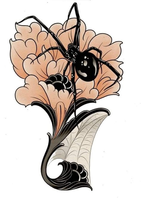 Traditional Tree Tattoo, Traditional Tattoo Halloween, Tree Tattoo Drawings, Spider Flower, Abstract Tattoo Ideas, Traditional Tattoo Designs, Witch Tattoo, Spider Tattoo, Sketch Tattoo Design