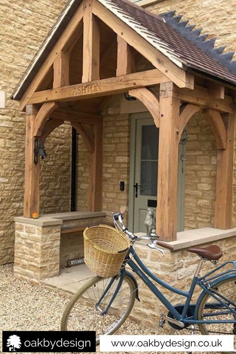 Not sure about what to do about the dwarf walls for your new oak porch? We have a very interesting article which may help, just follow the link Oak Frame Open Porch, Oak Beam Porch, Wooden Beam Porch, Oak Front Porch Ideas Uk, Oak Porch Ideas Entrance, Open Porch Ideas Uk, Oak Porch Ideas, Open Porch Ideas, Entry Porch Ideas