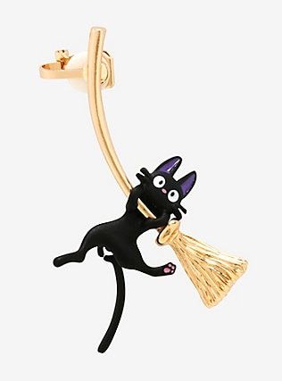 Her Universe Studio Ghibli Kiki's Delivery Service Jiji Ear Cuff, Totoro Merchandise, Studio Ghibli Kiki's Delivery Service, Ghibli Kiki's Delivery Service, Wall Prints Quotes, Totoro Plush, Silhouette Earring, Tom Y Jerry, Kiki Delivery, Hanging Necklaces