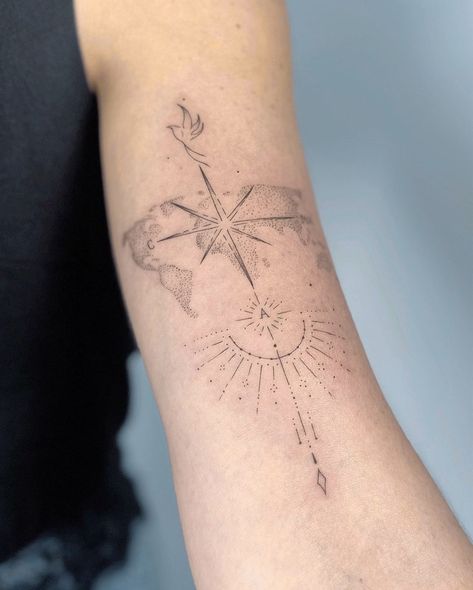 ✧ 𝐍𝐨𝐭𝐡𝐢𝐧𝐠 𝐖𝐢𝐥𝐝 ✧ | Map world & compass with her family’s initials, for Pauline 🤍 Thank you so much for your trust! @downtownparistattoo… | Instagram Map World, Thank You So Much, Compass, Initials, Thank You, Map, Tattoos, Instagram