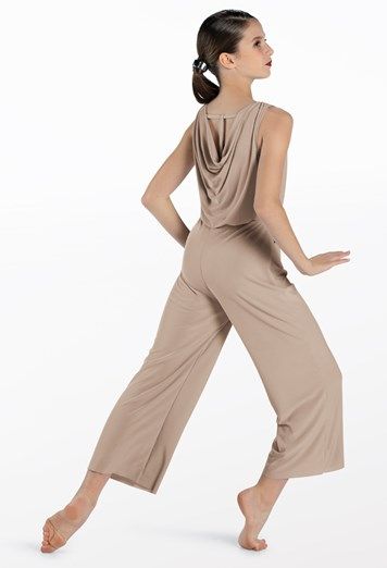 Pallazo And Top, Dance Costumes Tap, Dance Jumpsuit, Dance Jumps, Modern Dance Costume, Contemporary Dance Costumes, Gaucho Pants, Workout Fits, Modern Dance