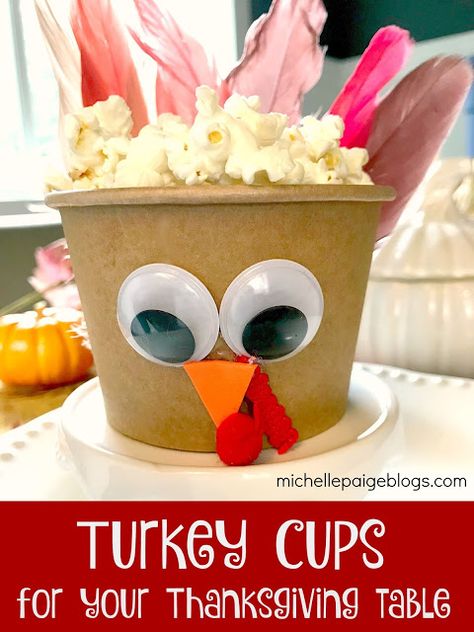 Turkey Cups for your Thanksgiving Table. Turkey Cups, Turkey Cup, Make A Turkey, Turkey Table, Treat Containers, How To Make Turkey, Cup Decorating, Table Favors, Turkey Dishes