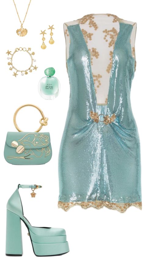 This is a mermaid inspired outfit Aquamarine Outfit, Mermaid Inspired, Virtual Fashion, A Mermaid, Aquamarine, Outfit Inspirations, Mermaid, Wardrobe, Outfit Accessories