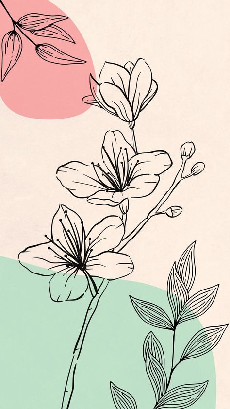 Boho Line Art Painting, Boho Art Painting, Flowers Step By Step, How To Draw Flowers, American Traditional Tattoo Ideas, Traditional Tattoo Ideas, Draw Flowers, Boho Painting, Wall Painting Decor