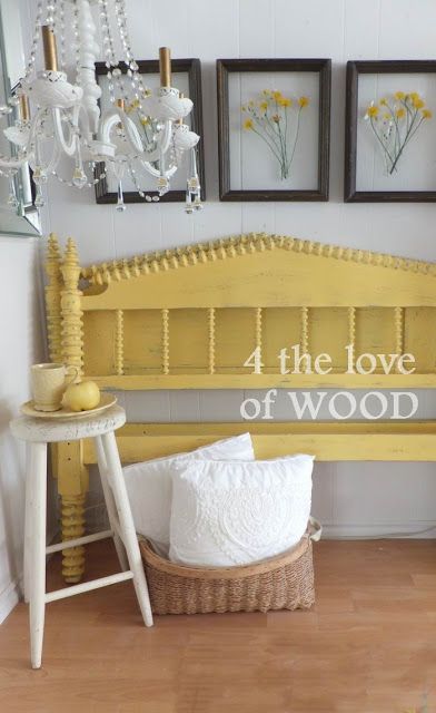 YELLOW FRENCH COUNTRY BED FRAME - painting an antique French Country Bed Frame, Country Bed Frame, Make A Sofa Table, Chalk Paint Bed, French Country Bed, Painted Bed Frames, Recycling Furniture, Country Bed, French Country Bedding