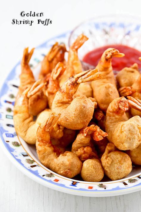 Shrimp Puffs, Shrimp Fritters, Shrimp Dishes, Fried Shrimp, Sweet Chili Sauce, Sweet Chili, Chili Sauce, Asian Dishes, Seafood Dishes