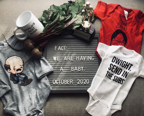 Funny Baby Announcements, The Office Gender Reveal Ideas, The Office Themed Gender Reveal, Funny Baby Announcement, Office Pregnancy Announcement, The Office Baby Announcement, Friends Pregnancy Announcement, Pregnancy Announcement Funny, The Office Pregnancy Announcement