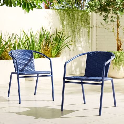 wicker chair | West Elm Cheap Outdoor Furniture, Affordable Outdoor Furniture, Cheap Patio Furniture, Blue Chairs, Wicker Side Table, Bistro Table Outdoor, Best Outdoor Furniture, Stacking Chairs, Wicker Chairs