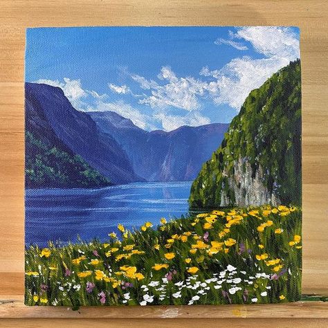 Painting With Acrylic Colours, Canvas Art Painting Acrylic, Sky Art Painting, Acrylic Colours, Landscape Paintings Acrylic, Abstract Art Painting Diy, Art Diary, Small Canvas Art, Nature Art Painting