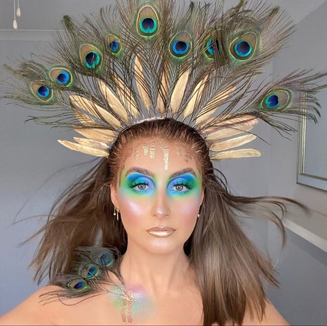 Women Peacock Costume, Peacock Diy Costume, Peackok Costume, Diy Peacock Costume For Women, Peacock Costume Women's, Peacock Costume Makeup, Peacock Makeup Ideas, Diy Peacock Costume, Peacock Face Painting