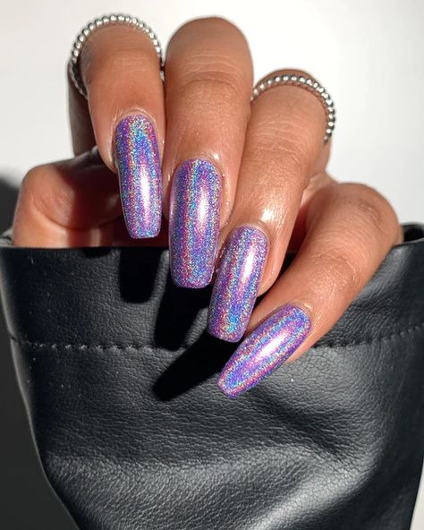 Thermal Nails, A Royal Affair, Purple Holographic, Holo Nails, Nail Shimmer, Nail Essentials, Shattered Glass, Trendy Nail Design, Holographic Nails