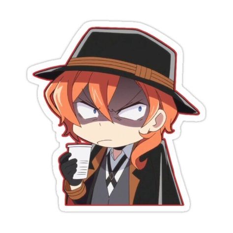 Chuuya Sticker, Bungo Stray Dogs Stickers, Neytirix Art, Bsd Stickers, Bsd Chibi, Bsd Chuuya, Keychains Ideas, Chibi Stickers, Chibi Girl Drawings