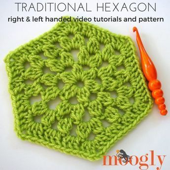 Hexagon Crochet Pattern, Crochet Motif Patterns, Crochet Hexagon, Crochet Blog, Learn How To Crochet, Stitch Crochet, Hexagon Pattern, Crochet Square Patterns, Granny Squares Pattern