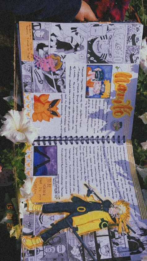 Anime Journal Naruto, Naruto Journal Ideas, Anime Scrapbook Ideas, Naruto Journal, Anime Scrapbook, Bullet Journal Titles, Bullet Journal Ideas Templates, Creating A Bullet Journal, Anime Journal