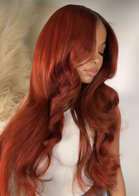 Ginger Red, Ginger Hair Color, Glueless Wigs, Remy Hair Extensions, Dope Hairstyles, Hair Laid, Auburn Hair, Front Lace Wigs Human Hair, Baddie Hairstyles