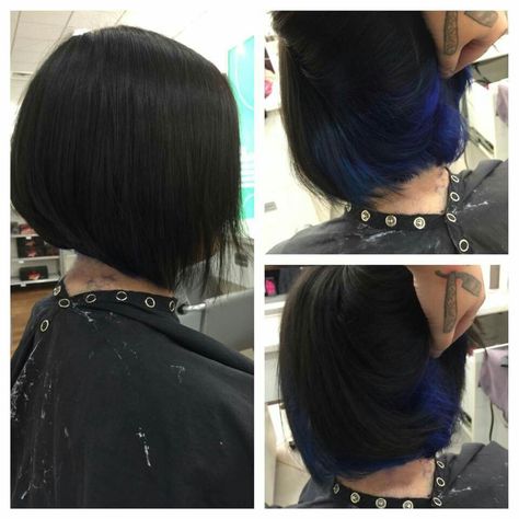 Hair. Blue underneath. Bob Hair Dos, Makeup, Hair, Blue