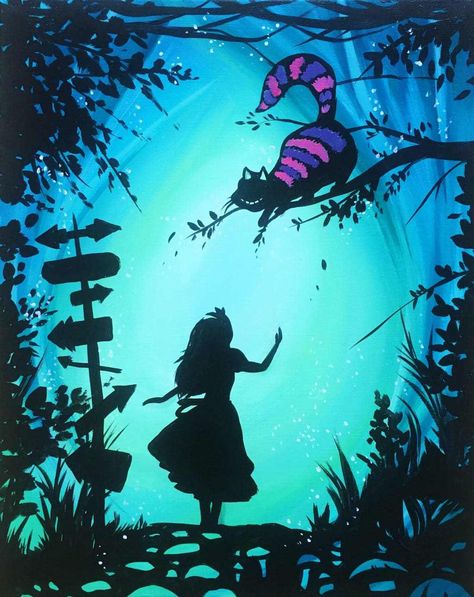 Alicia en el país de las maravillas Gatto Del Cheshire, Silhouette Artwork, Alice In Wonderland Paintings, Princess Painting, Alice In Wonderland Drawings, Wonderland Artwork, Foto Disney, Animation Disney, Wonderland Tattoo