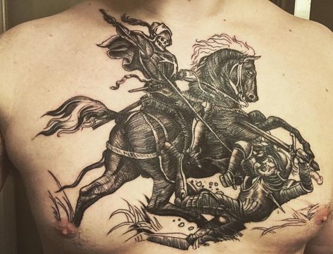 4 Horseman Tattoo, Horseman Tattoo, 4 Horseman, Black Sheep Tattoo, Apocalypse Tattoo, Black And Grey Tattoos For Men, Black And Grey Tattoos Sleeve, Sheep Tattoo, Occult Tattoo