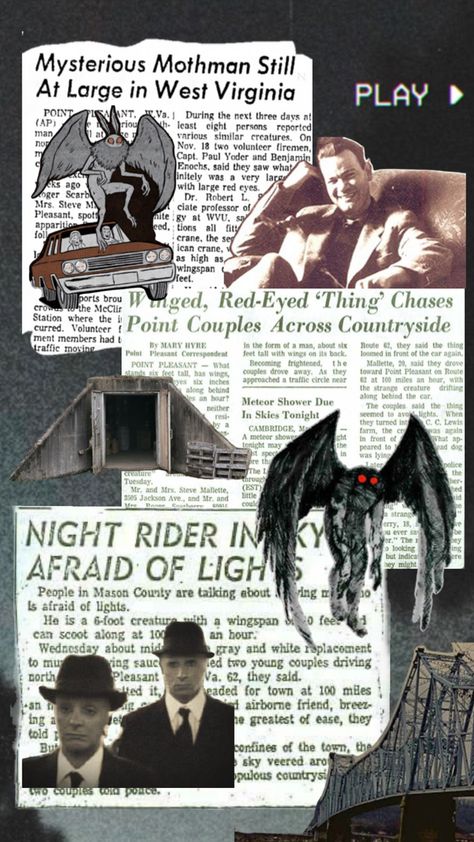 Commemorating the highlights of the mysterious Mothman of Point Pleasant, West Virginia, as documented by John Keel. Midwest Cryptids, West Virginia Mothman, Mothman Prophecies, Point Pleasant West Virginia, Outlaws Of Thunder Junction, West Virginia History, Point Pleasant, Red Eyes, West Virginia