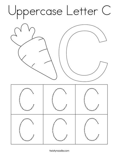 Uppercase Letter C Coloring Page - Twisty Noodle Fall Alphabet Activities, Letter C Preschool, Letter C Coloring Pages, Letter C Activities, Letter C Crafts, Letter C Worksheets, Letter B Coloring Pages, Letter A Coloring Pages, Craft Activities For Toddlers