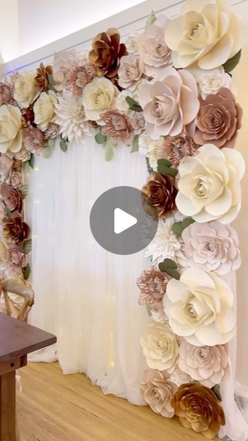 Deaney Weaney Blooms on Instagram: "Almost a year ago I’ve set up this beautiful arch 💖 And moved it to a second location 💖 Can’t wait to start my wedding season next month 🫶🏼 Paper: Blush and rose gold: @michaelsstores Black tape: @velcrobrand Sheer fabric: @fabricwholesaledirect Rent a paper flower backdrop for your event, Check out dwblooms.com/flowerwall #paperflowers #paperflowerbackdrop #flowerbackdrop #paperflowerwall #paperflowerwalls #largepaperflower #largepaperflowers #makeitwithmichaels #michaelsstores" Wedding Backdrop Paper Flowers, Paper Flower Arch Backdrop, Paper Flower Arch, Giant Flower Backdrop, Diy Tissue Paper Flowers, Giant Paper Flower Backdrop, Paper Flowers Backdrop, Paper Flower Backdrop Diy, Paper Flower Backdrop Wedding