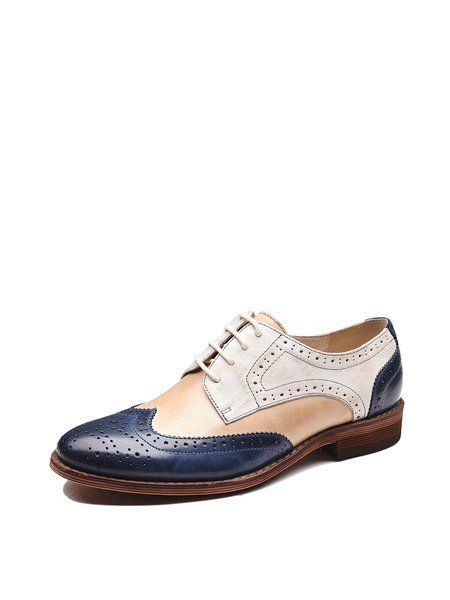 Shop Oxfords - Green Split Joint Leather Casual Oxford online. Discover unique designers fashion at StyleWe.com. Oxford Shoes Outfit, Wingtip Oxford Shoes, Wingtip Shoes, Oxford Brogues, Leather Brogues, Lace Up Flats, Brogue Shoes, Low Heel Shoes, Genuine Leather Shoes